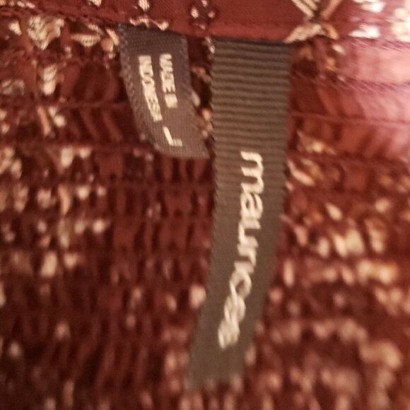 Maurices Womens Brown Paisley Semi Sheer Blouse Large - Picture 7 of 9